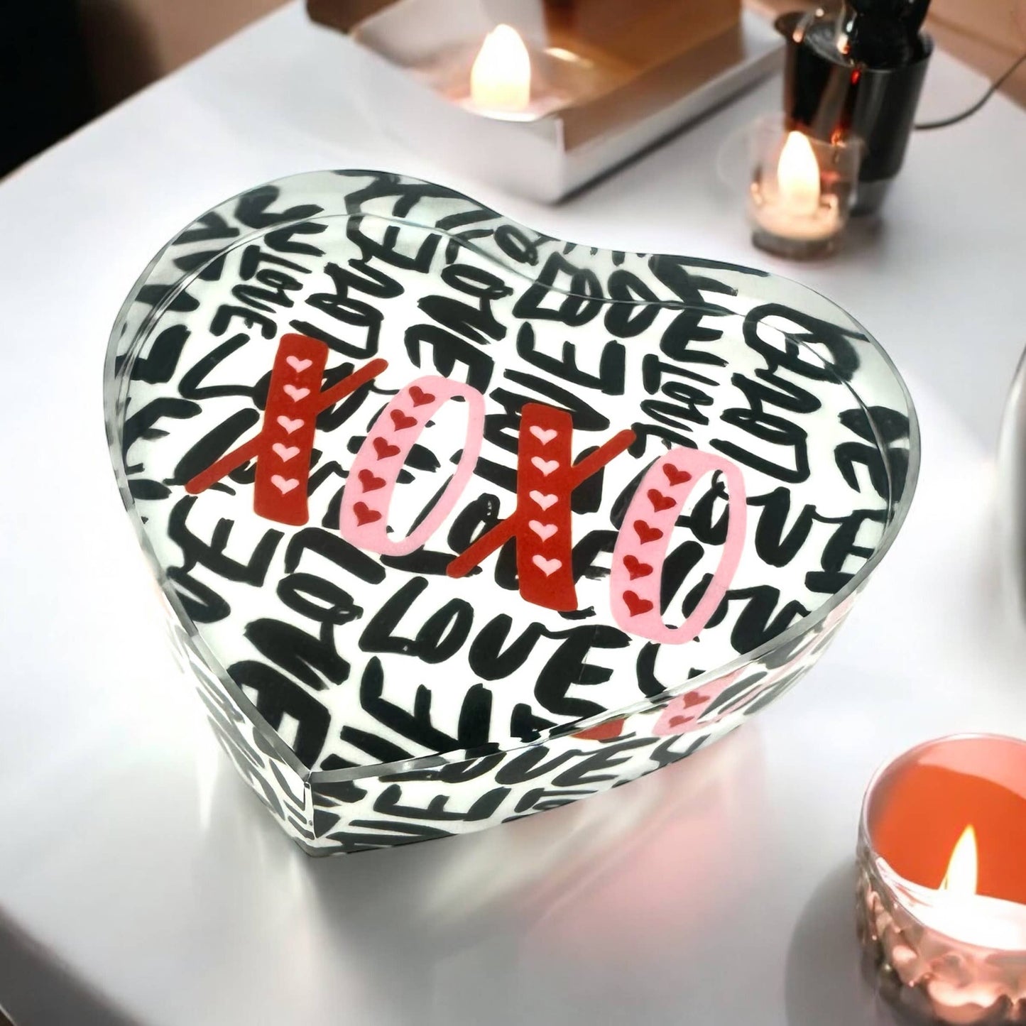 All the Love Crystal Heart Paperweight Decor  