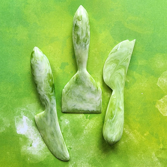 3-Piece Cheese Knives Set - Resin Charcuterie Tools: Green