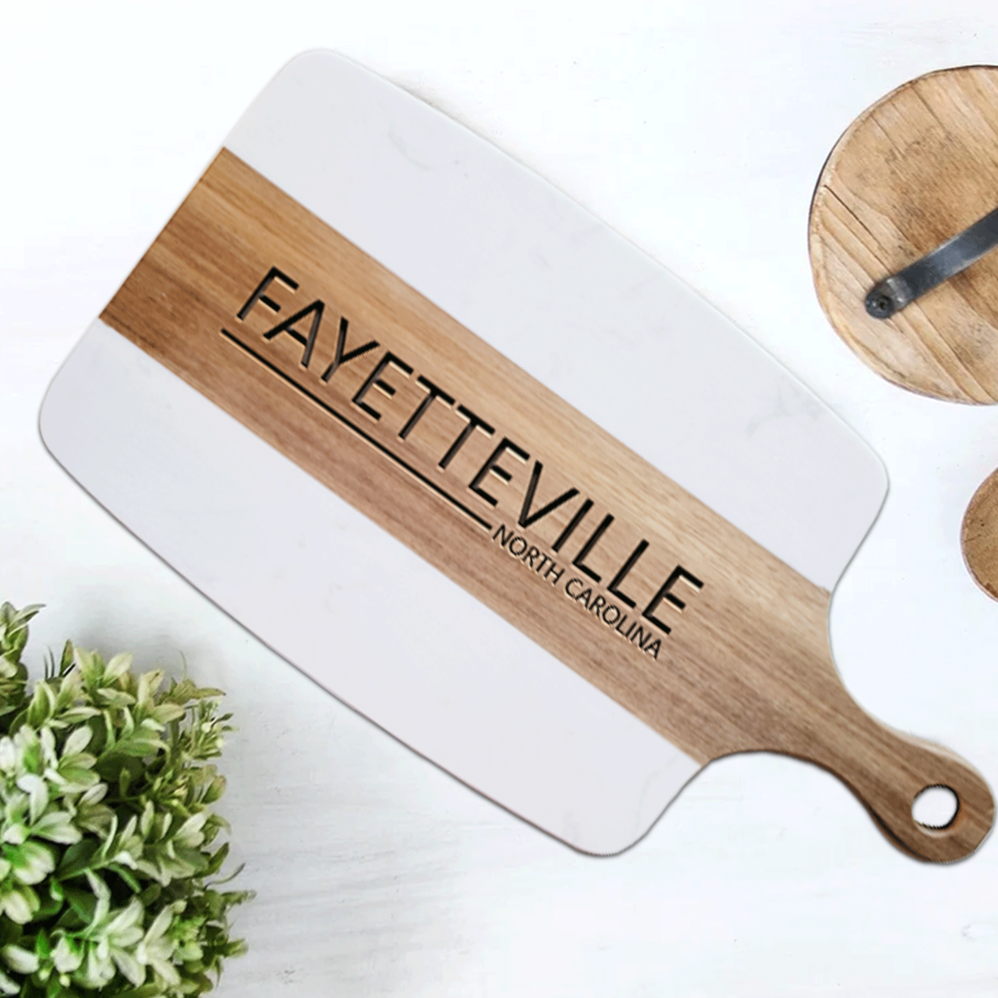 Rye Marble and Wood Serving Board