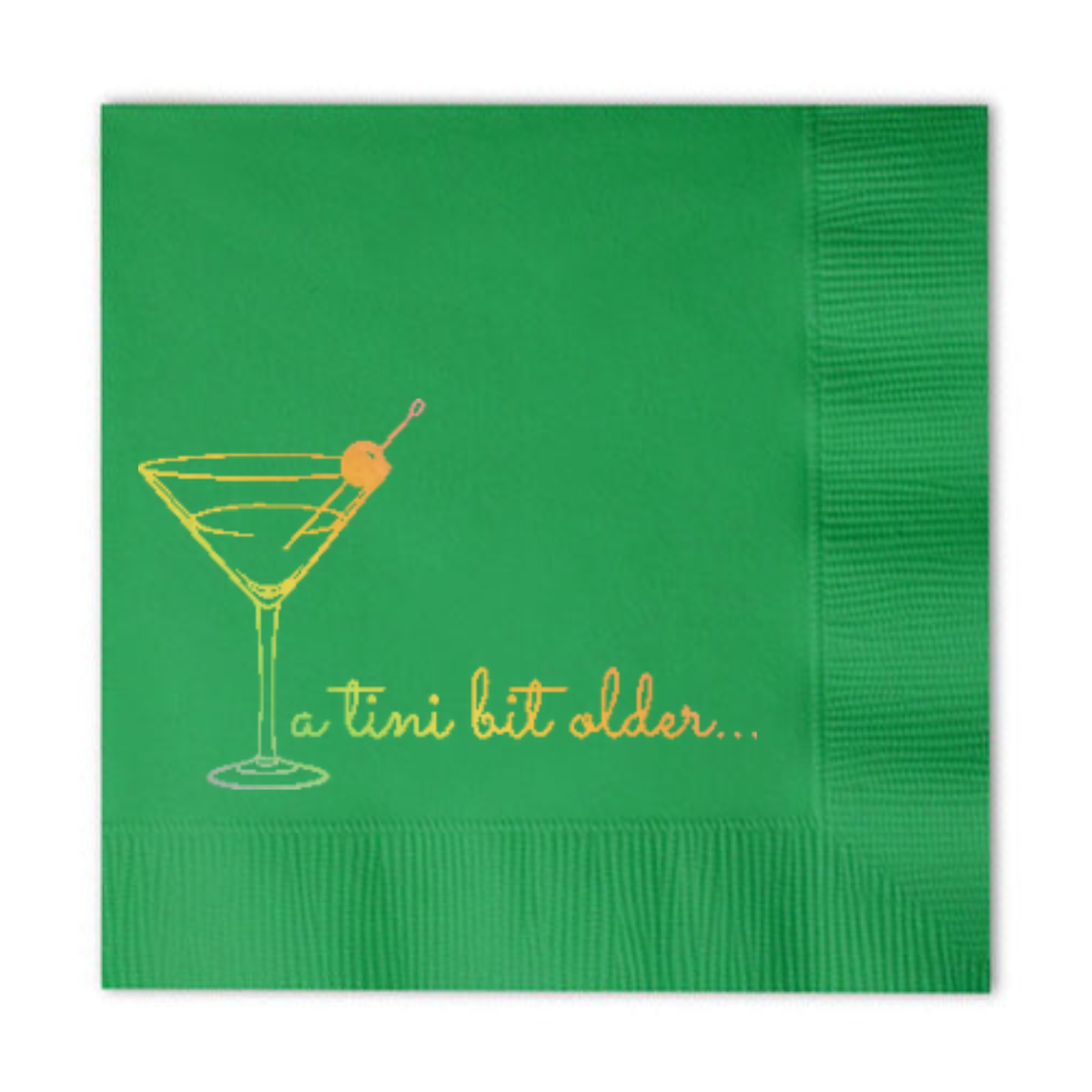 A Tini Bit Older Birthday Holographic Cocktail Paper Napkins, Green