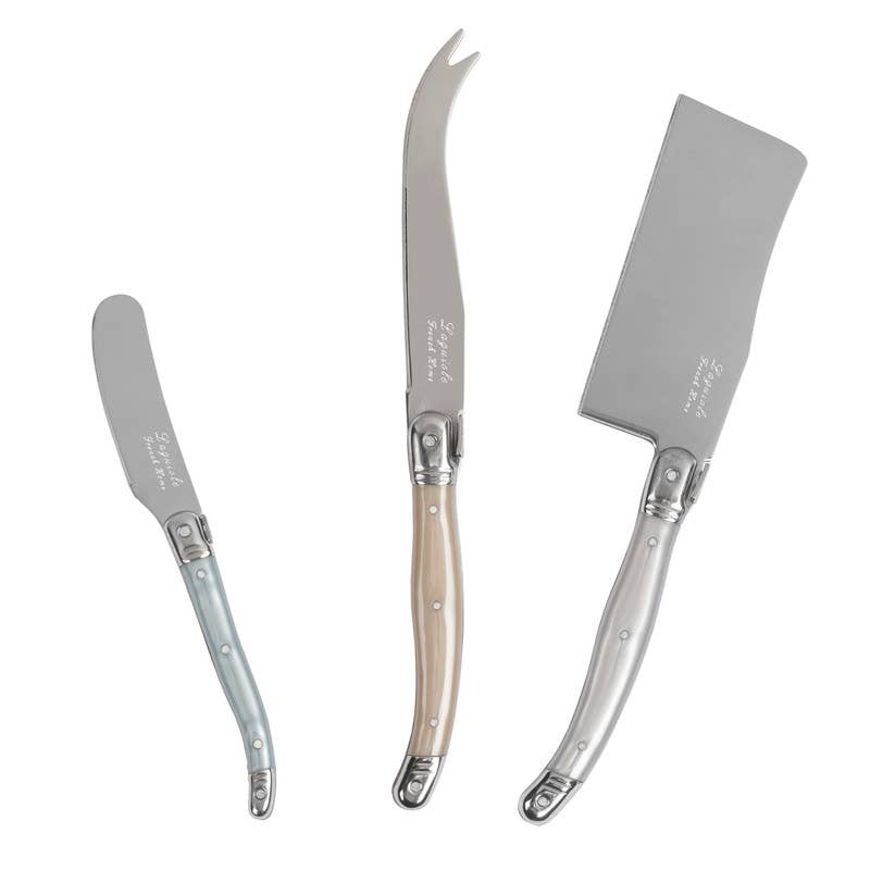 3-Piece Laguiole Cheese Knife Set Mother of Pearl Handle
