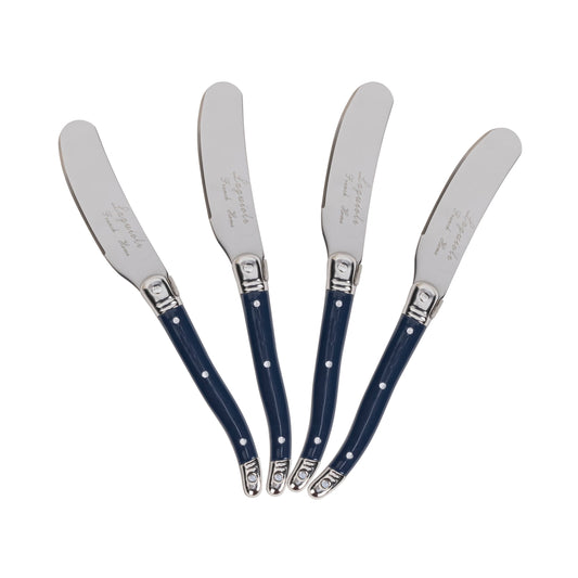 French Home Laguiole 4-Piece Spreader Set with Navy Handles