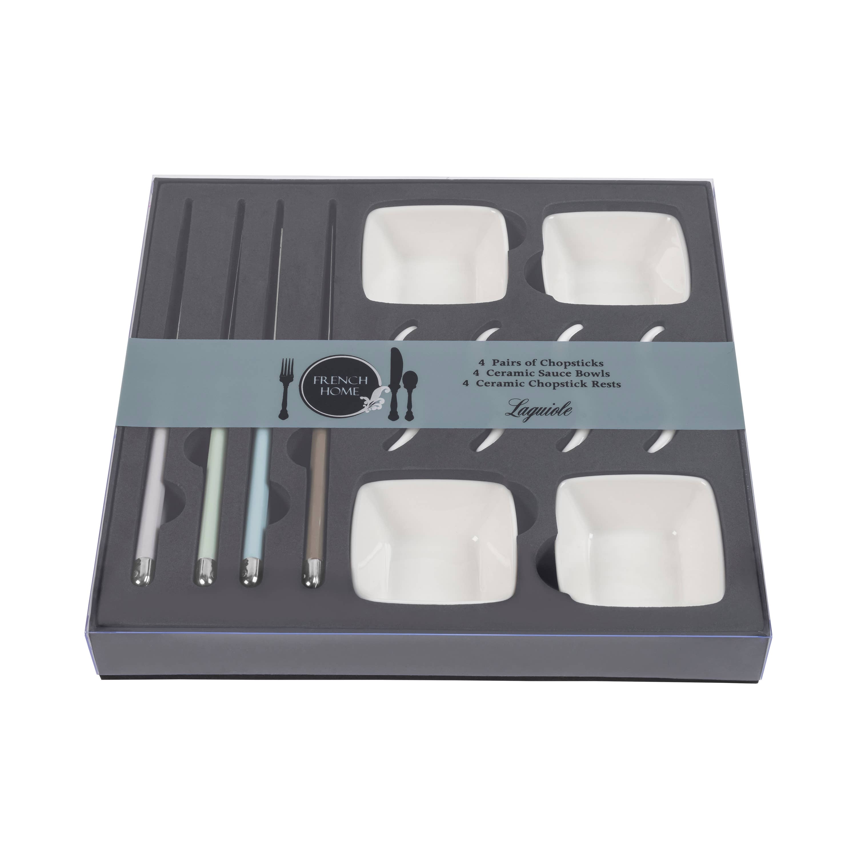 French Home Chopsticks and Rests with Sauce Bowls - Thumbnail 2