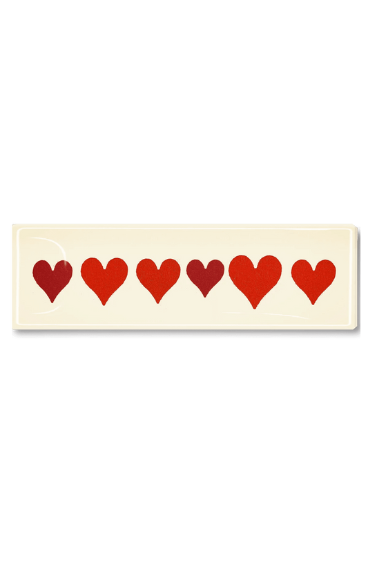 Six Of Hearts Decoupage Glass Tray: 4"X 9"