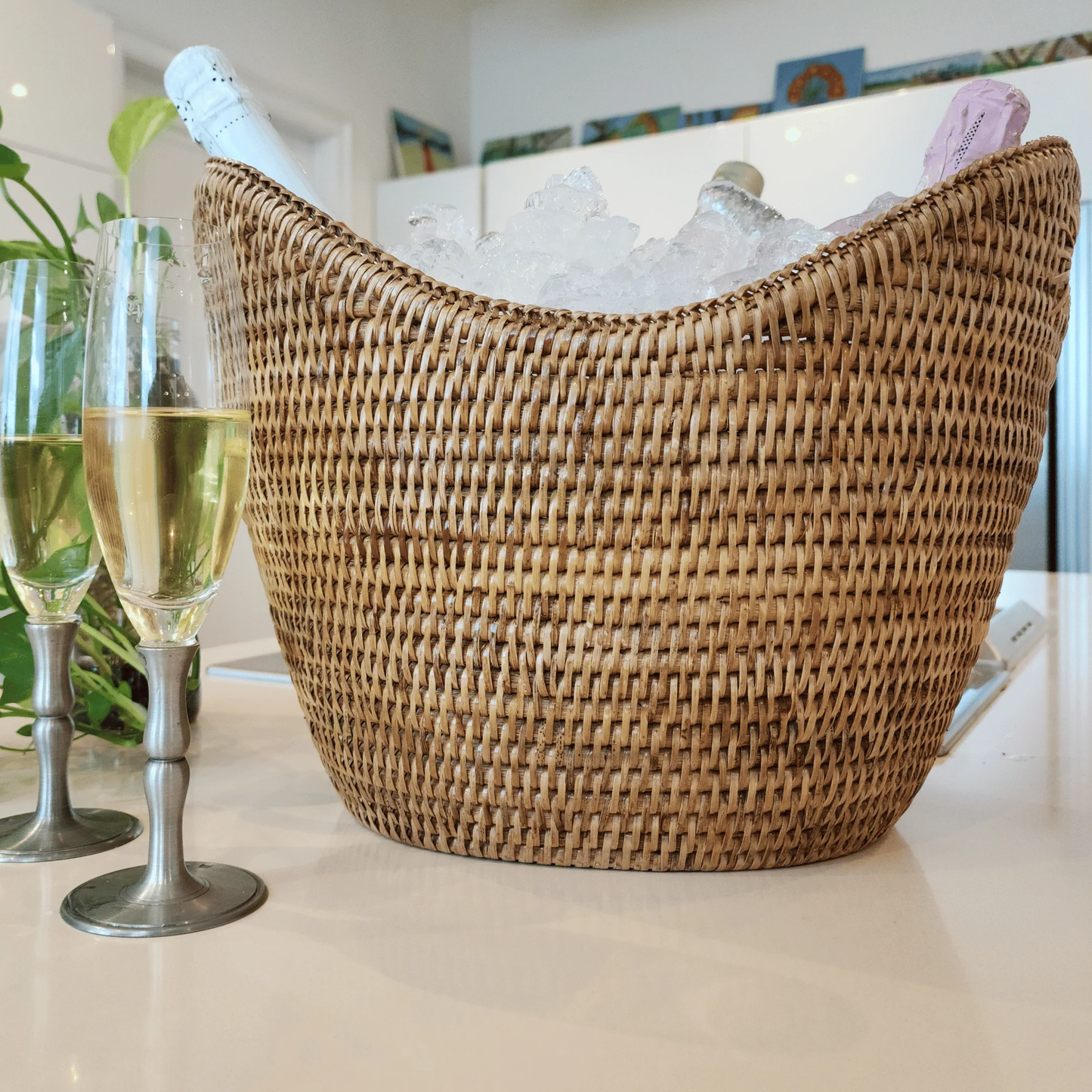 Rattan Champagne Bucket /Honey Brown