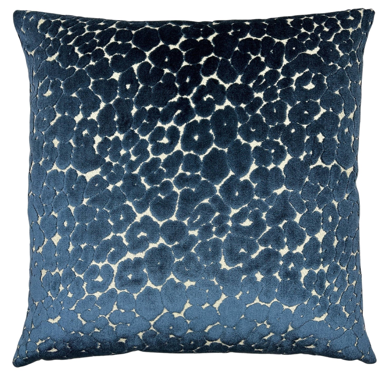 Madison Cadet - Navy Leopard Print Cut Velvet Throw Pillow: Cadet / 22x22"