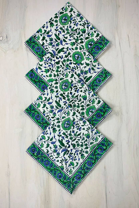 Jaipur Floral Block Print Napkin / Set 4