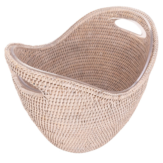 Artifacts Rattan™ Champagne Bucket with Acrylic Insert: White Wash