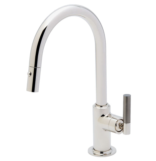 Bond Tandem Series One Hole Gooseneck Integrated Pull Spray Kitchen Faucet