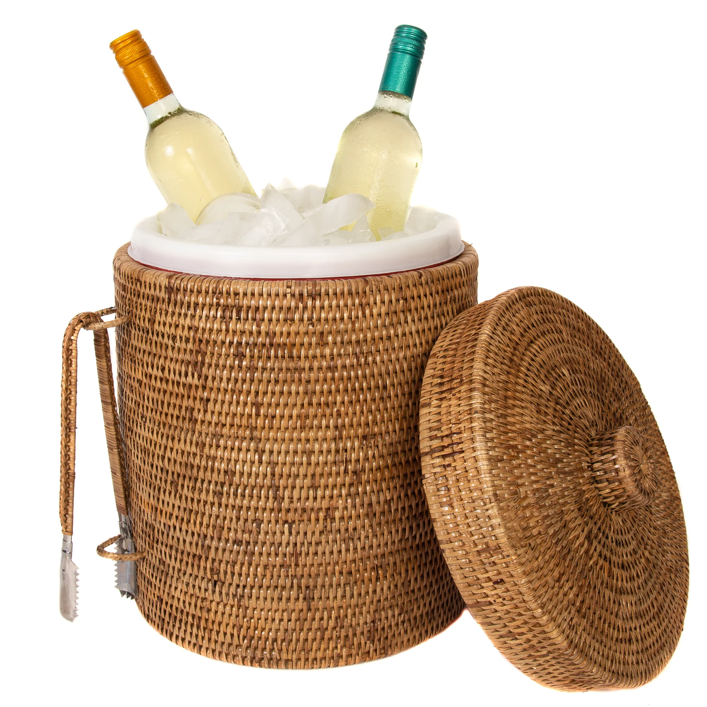 Rattan Ice Bucket with Tongs / Honey