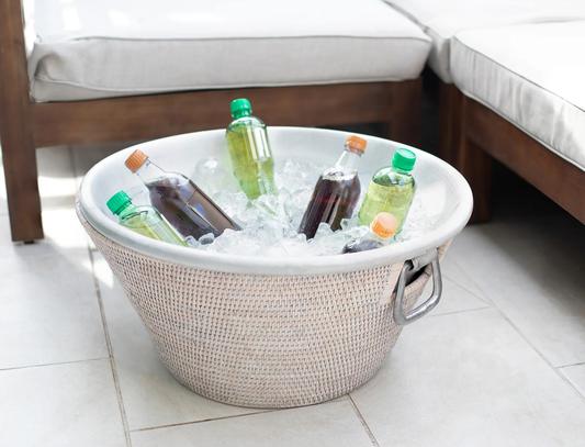 Rattan Aluminum Ice Tub / Bleach White
