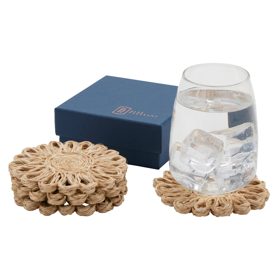 Teigan Brown Floral Coasters Abaca Boxed/Set of 4