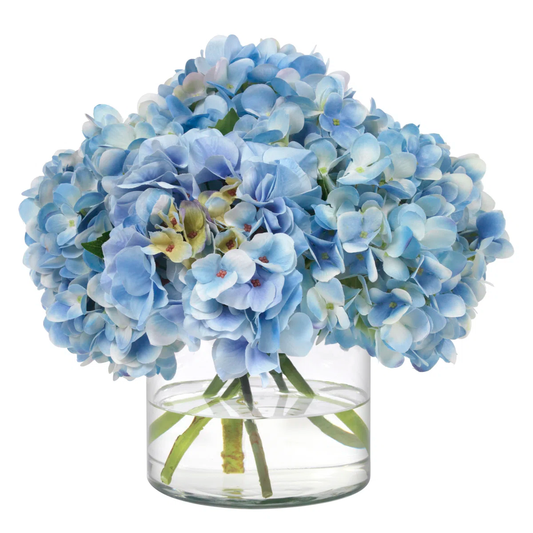 Blue Hydrangeas In Glass