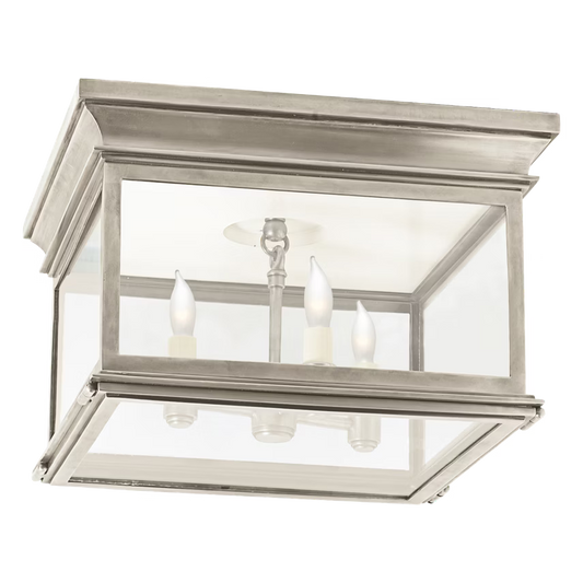 Club Large Flush Mount/ Antique Nickel + Clear Glass