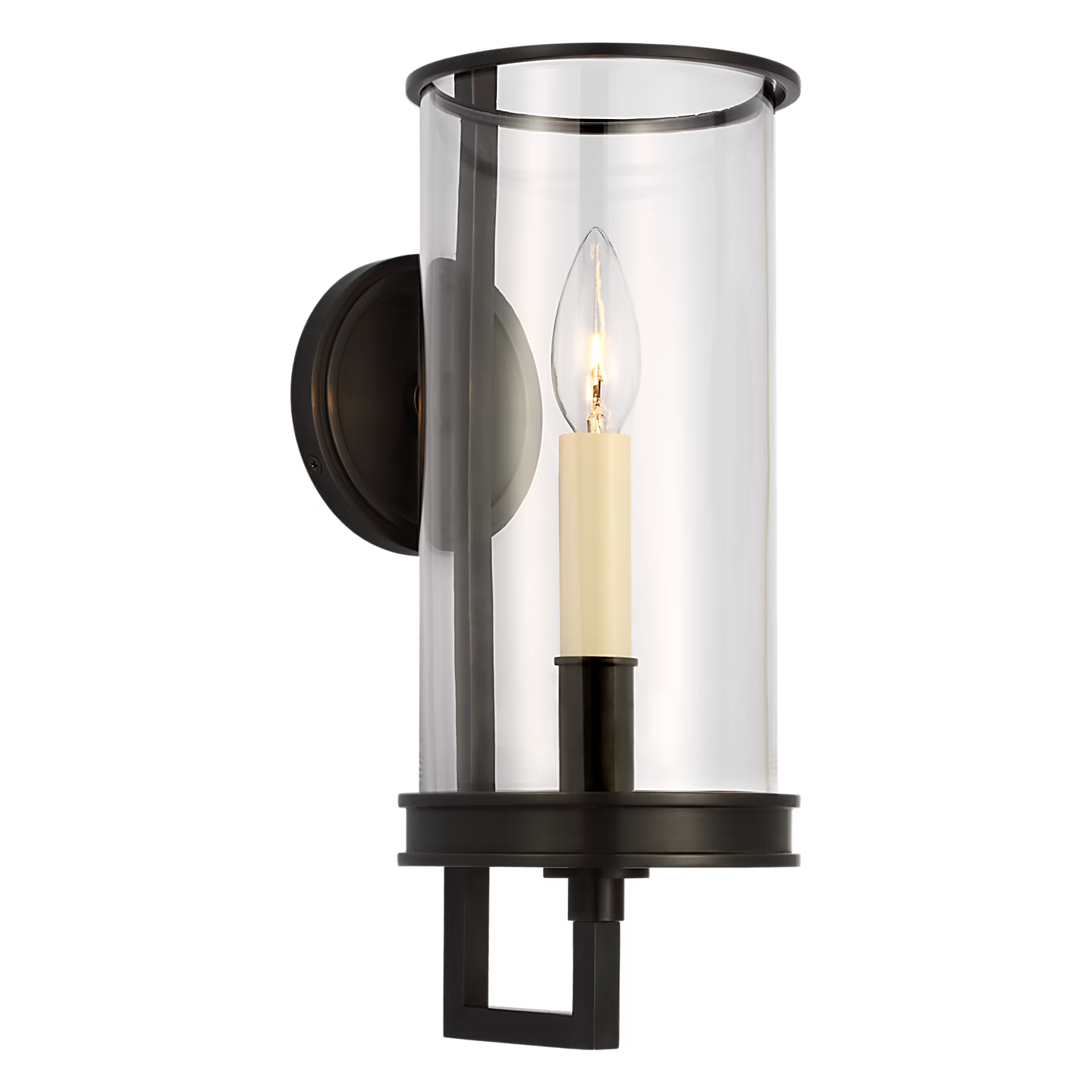 Glendon Small Hurricane Sconce/ Bronze + Clear Glass