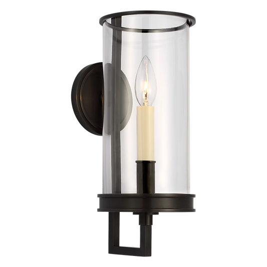 Glendon Small Hurricane Sconce/ Bronze + Clear Glass
