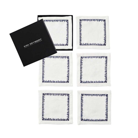 Filament Cocktail Napkins in Navy, Set of 6 in a Gift Box