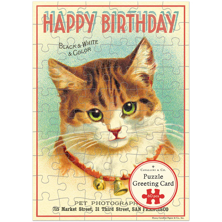 Happy Birthday Cat Puzzle Greeting Card