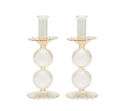 Bella Short Candle Holder in Champagne, Set of 2 in a Box