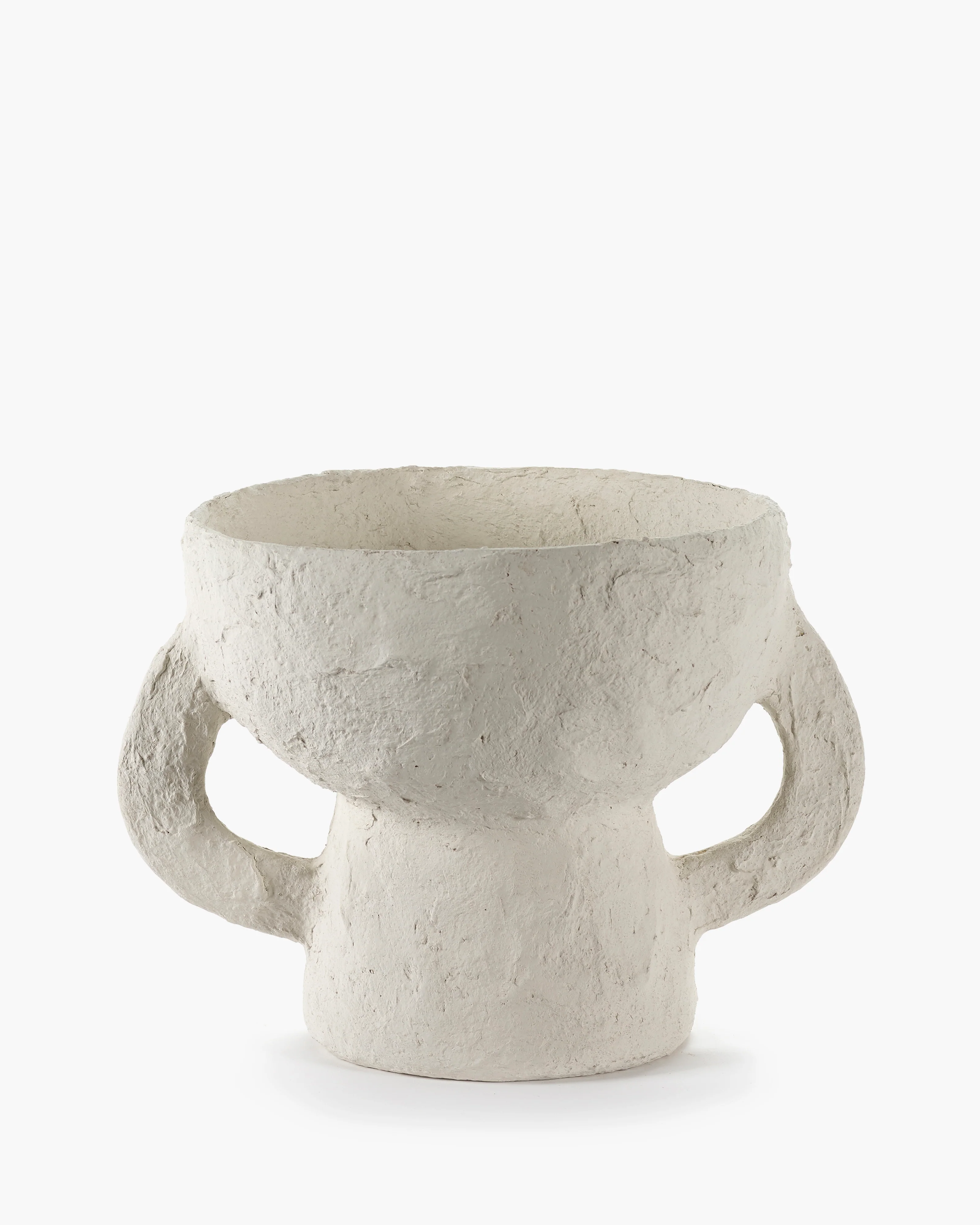 Vase S White Earth Handle