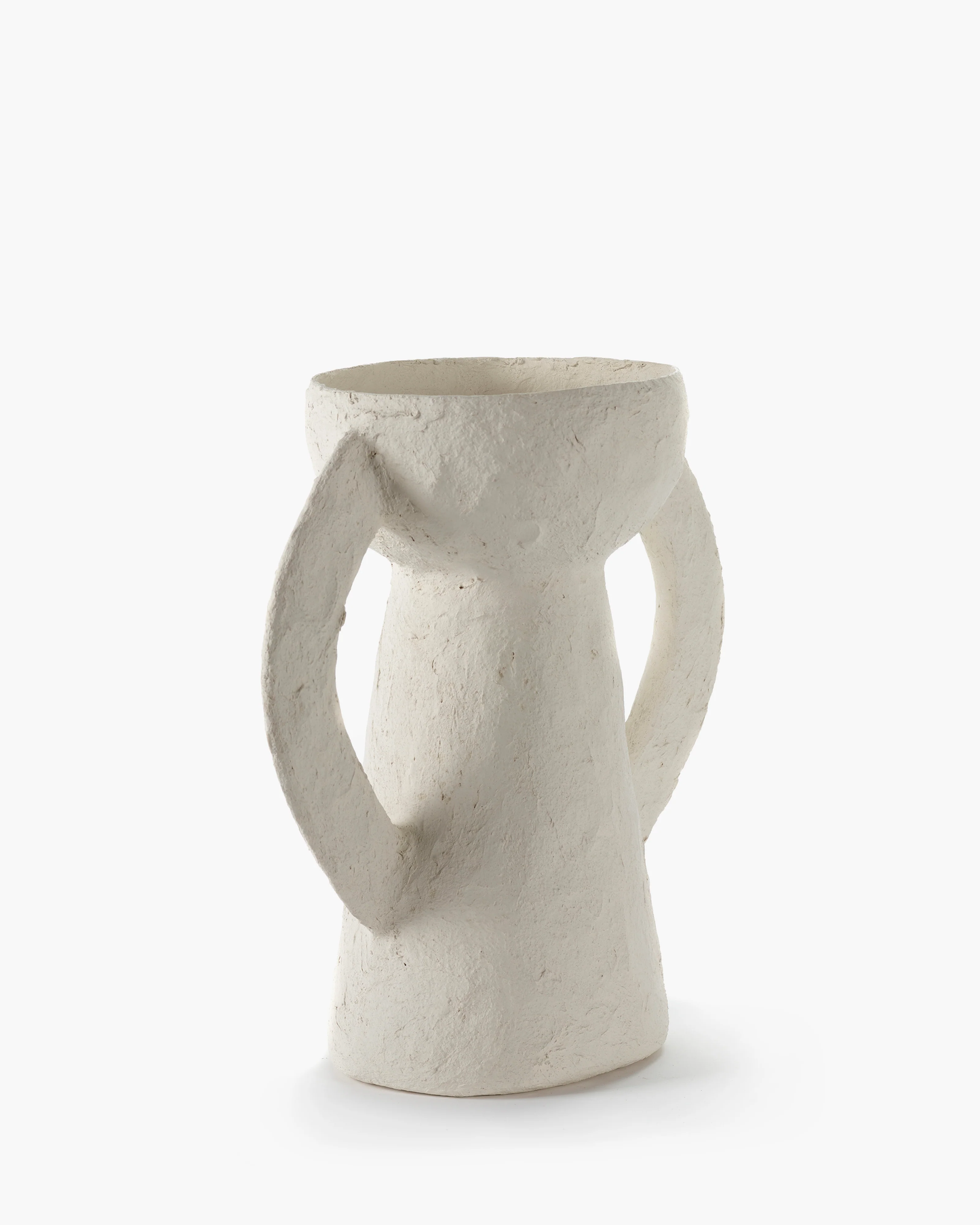 Vase L White Earth Handle