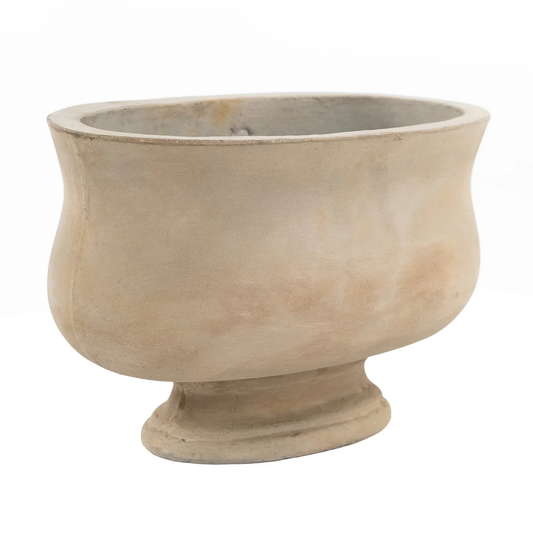 Elanor Decorative Concrete Bowl with Pedestal Base, Light Gray