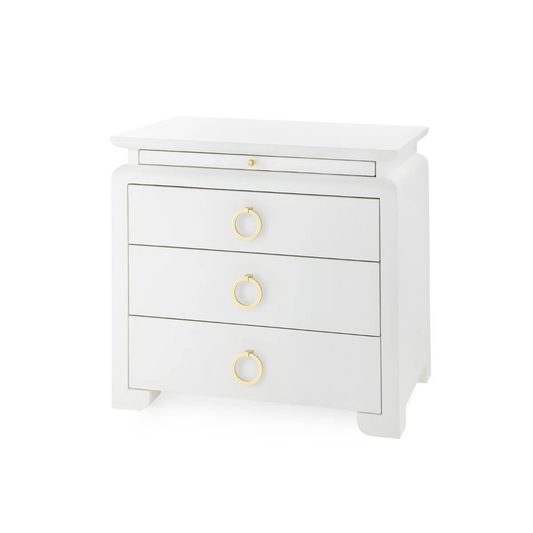 Elina Nightstand, 3 drawer / gold hardware