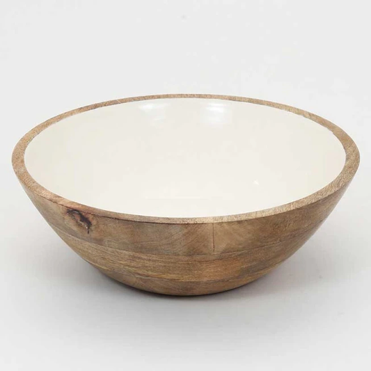 Large Wooden Salad Bowl White/Natural