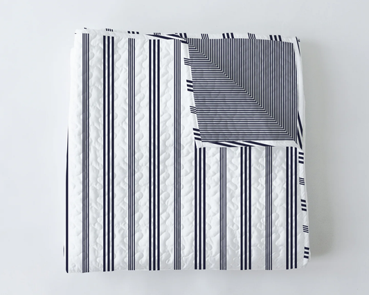 French Stripe in Navy Baby Blanket