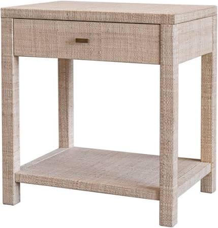 Gia Raffia Single Drawer Nightstand, 26"H, Natural