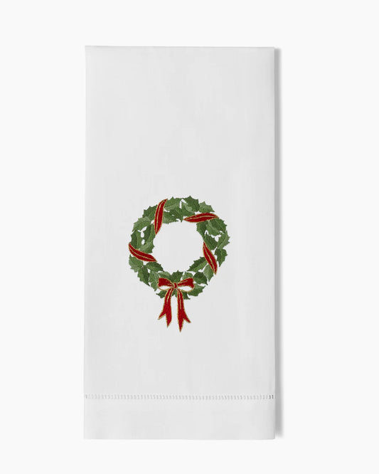 Holly Ribbon Wreath Towel