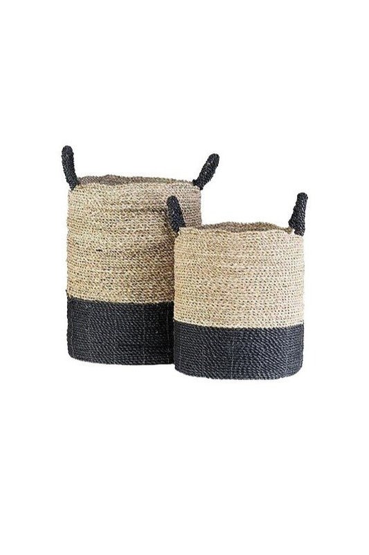 Woven Striped Baskets, Set of 2
