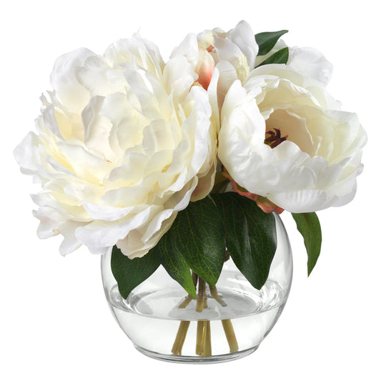 Cream Peonies in Glass