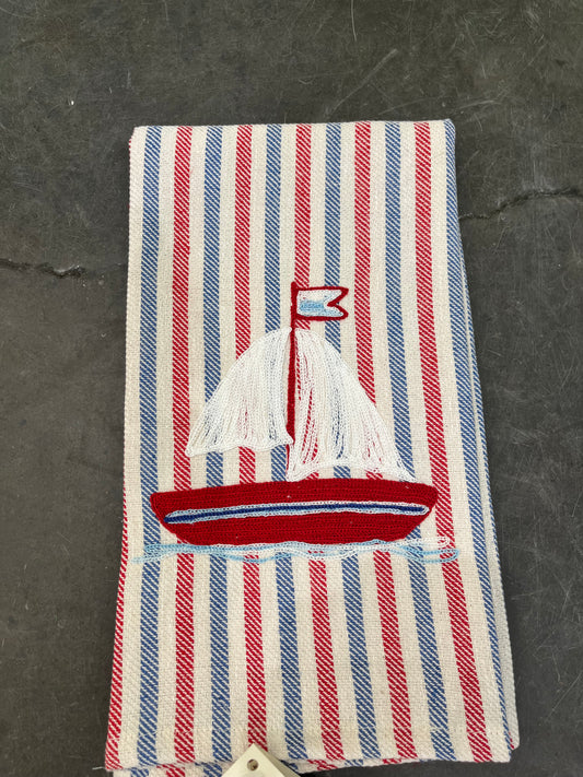 Pomelo Barca De Vela Rosso Kitchen Towel