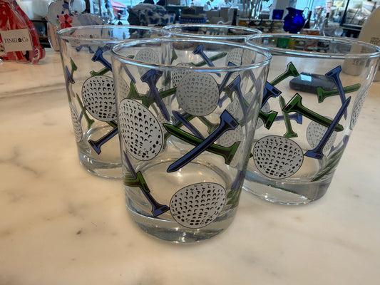 Vintage Golf Ball and Tee Cocktail Glasses