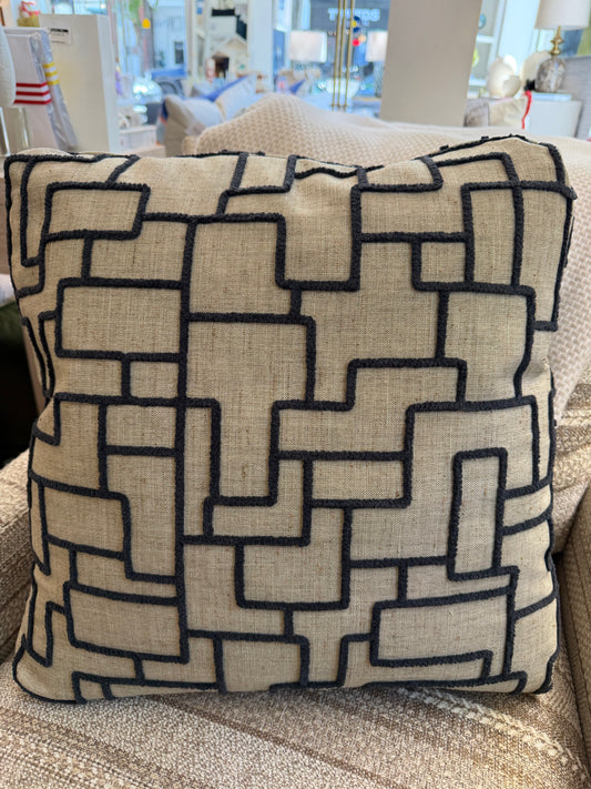 Tan/Black Geo Pillow, 22"