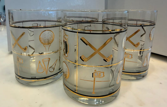 Vintage Golf Glasses / Set 4