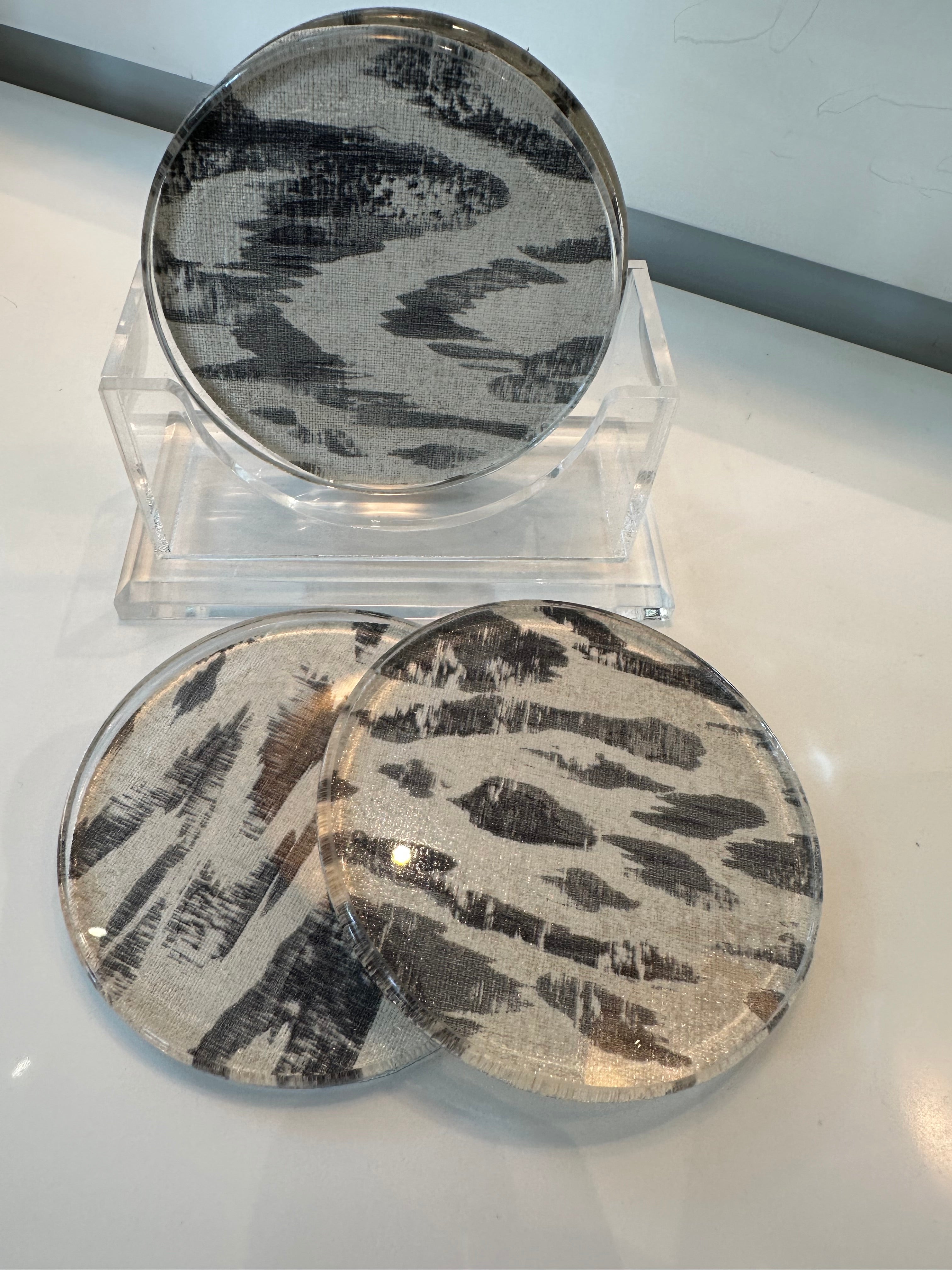 Custom Thibaut Lucite Coaster Set