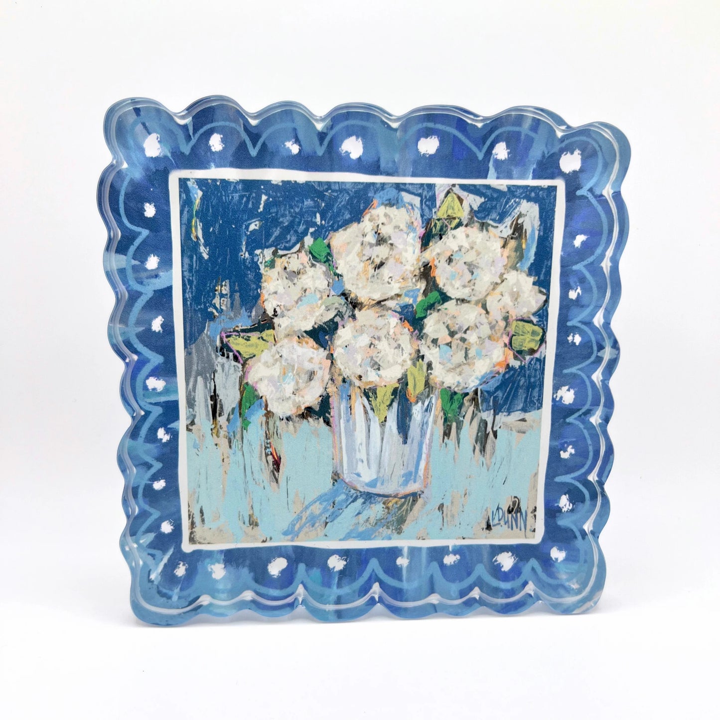 Scalloped Blue Hydrangeas Acrylic Block