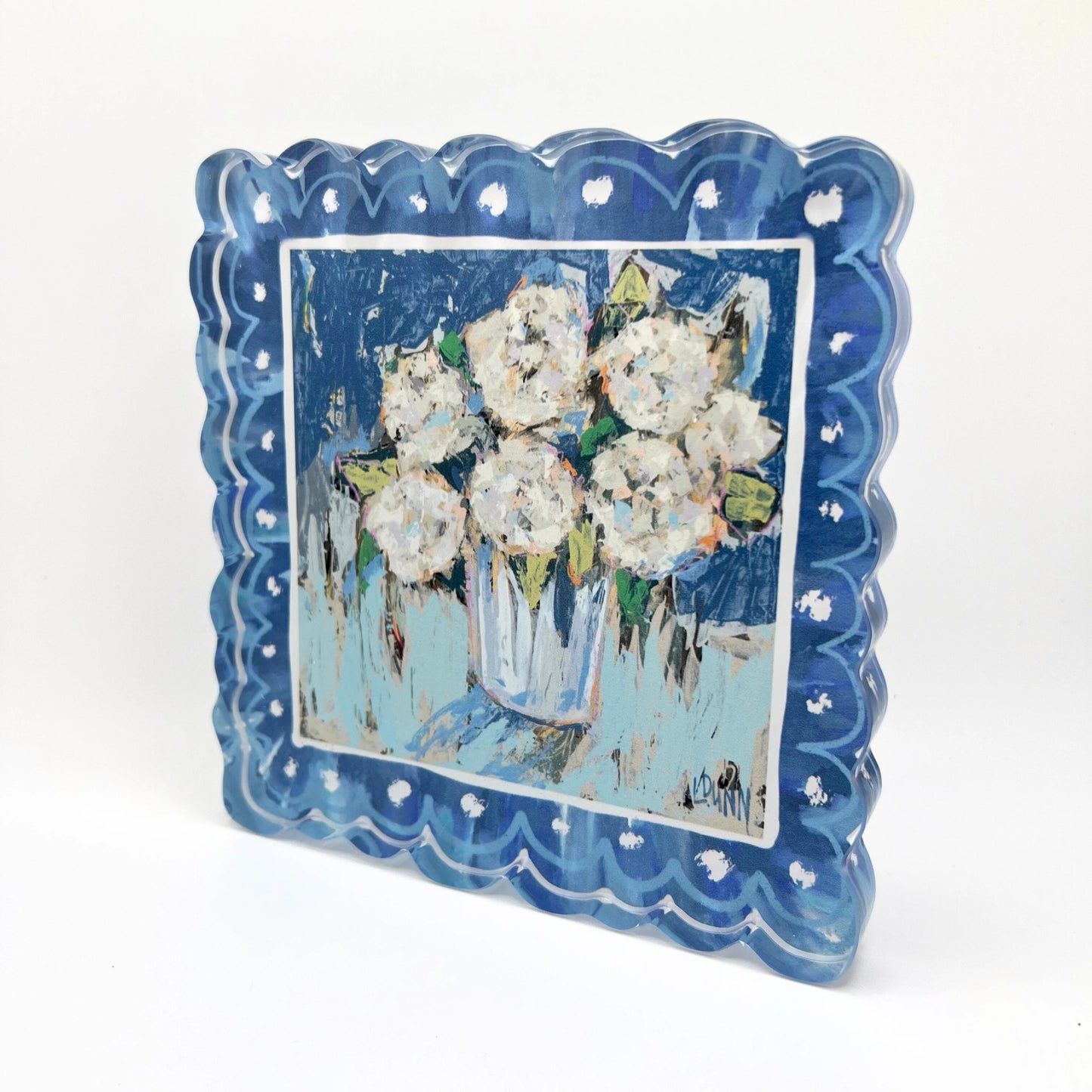 Scalloped Blue Hydrangeas Acrylic Block