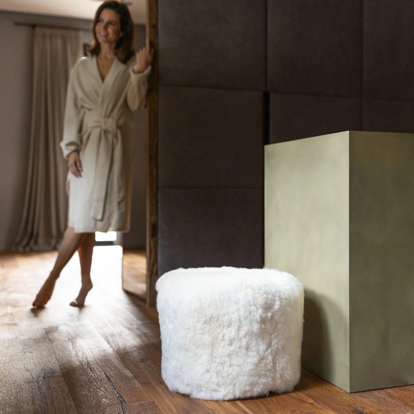 LIO Pouf, Off White Beige