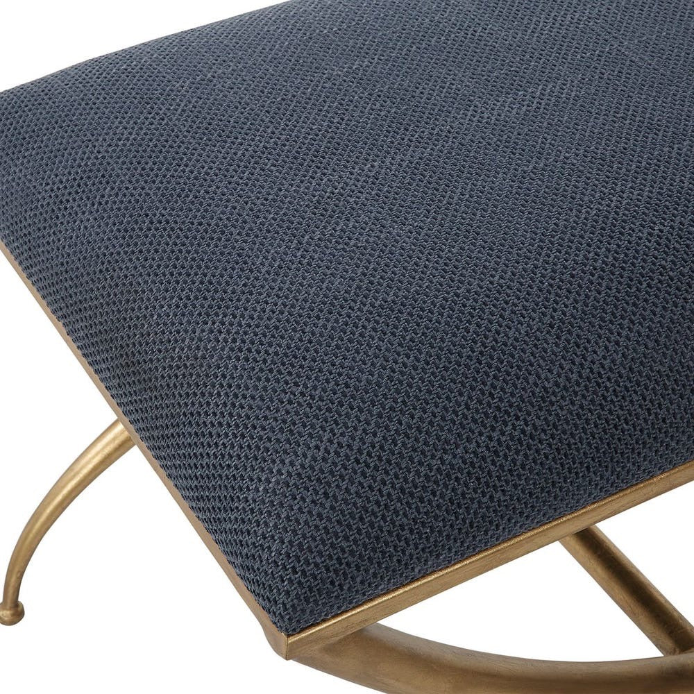 Navy & Brass Small Bench