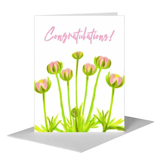 Pink Ranunculus Buds Greeting Card