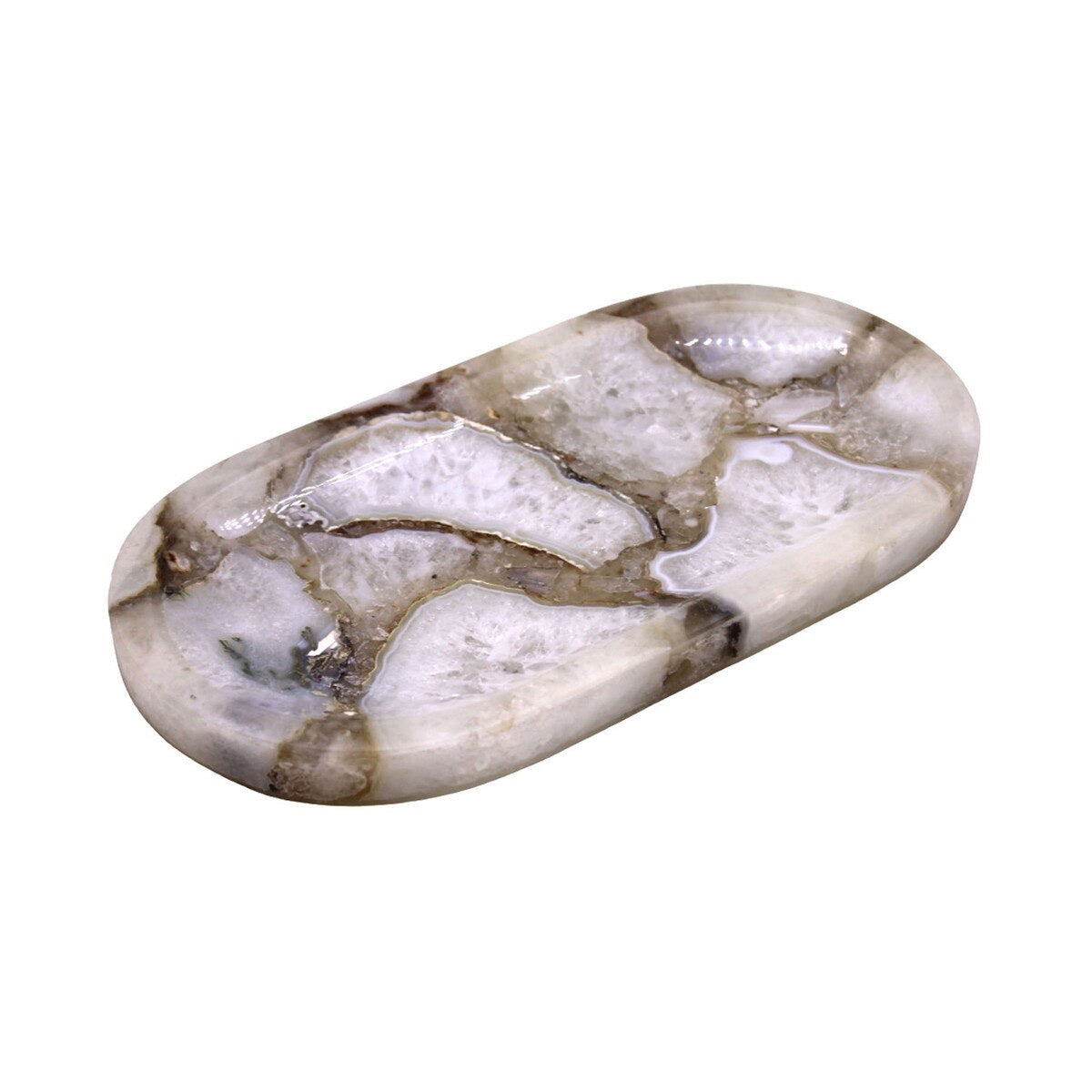 Oval White Agate Tray