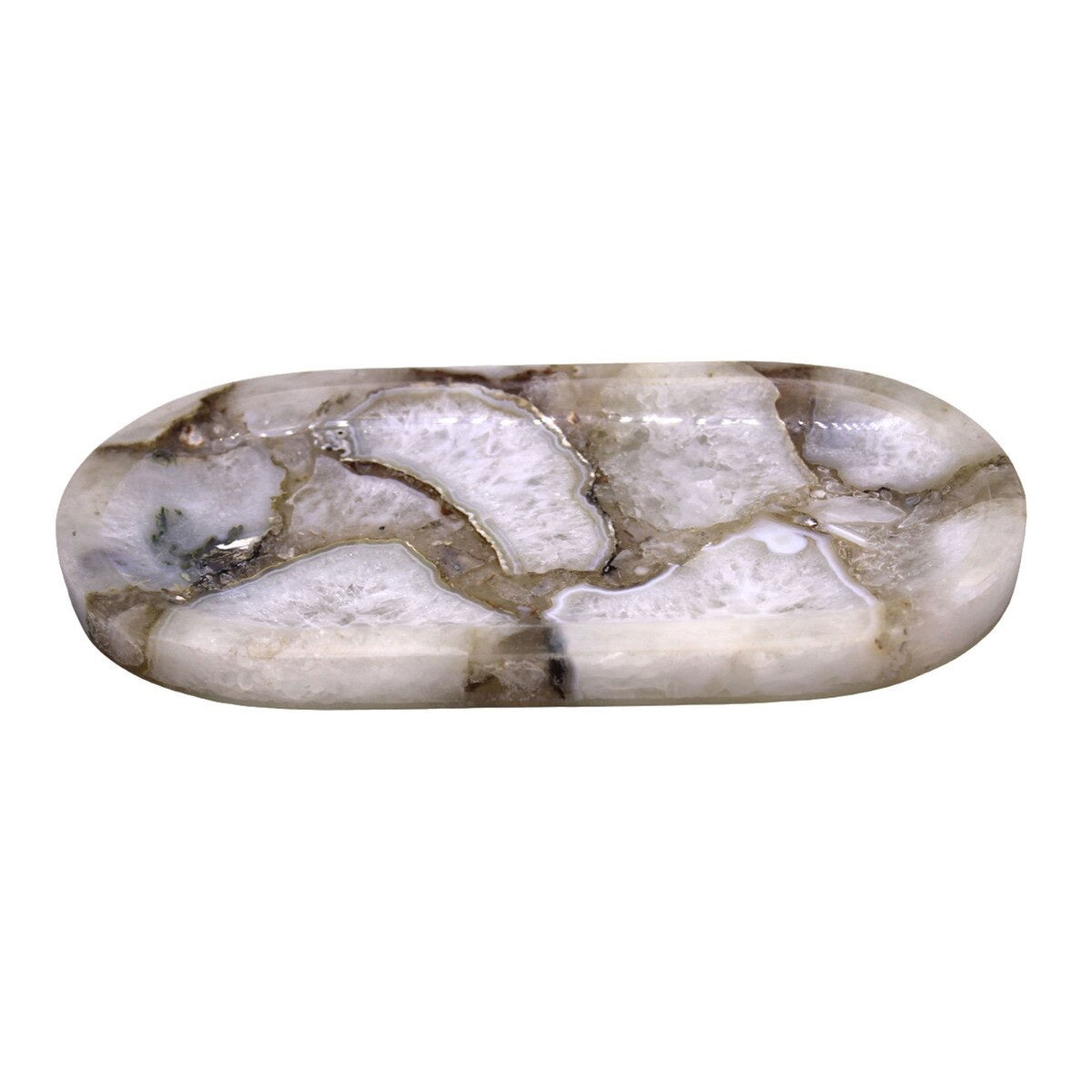 Oval White Agate Tray