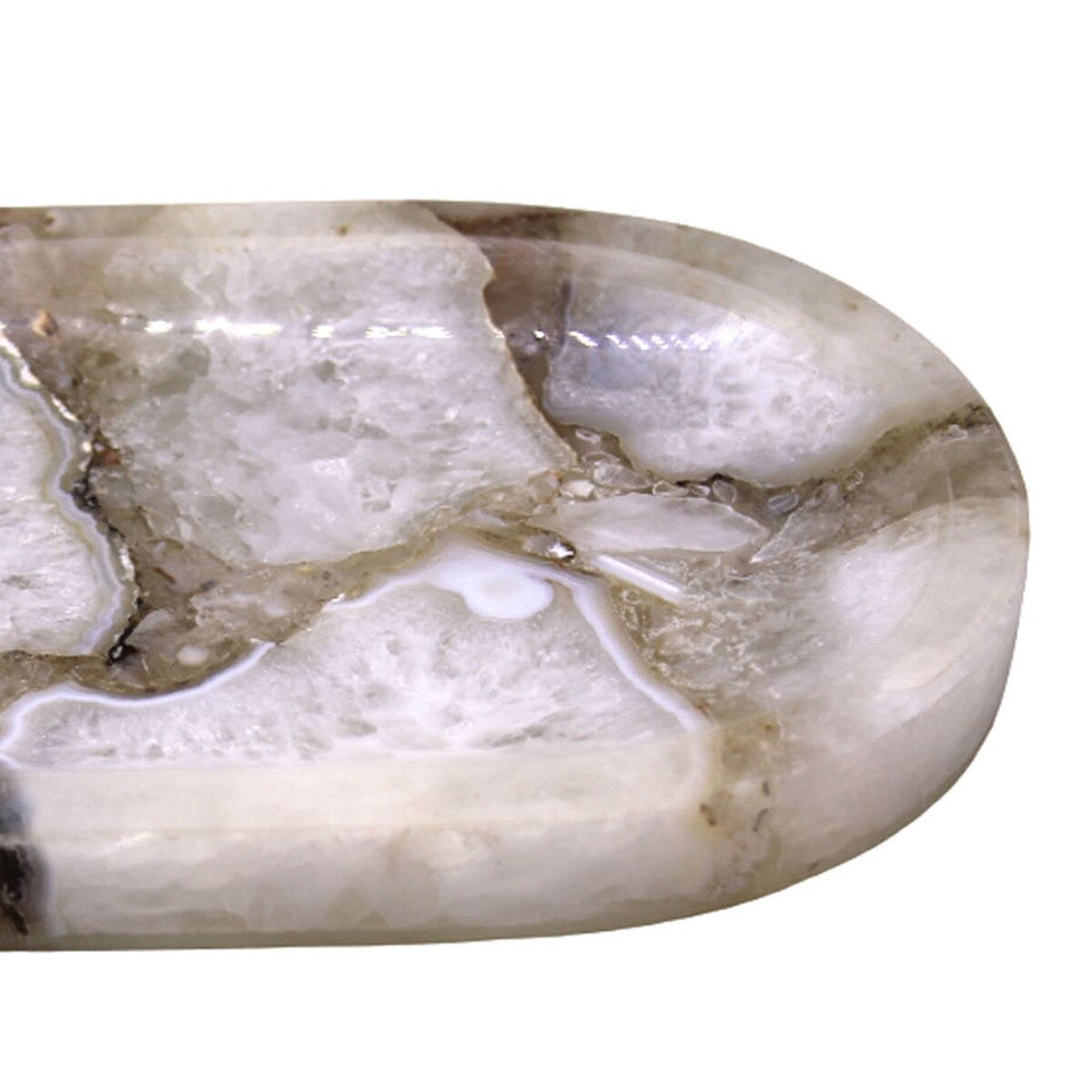 Oval White Agate Tray