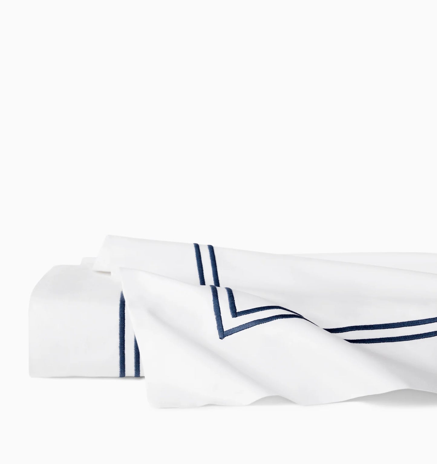 Grande Hotel - Full/Queen Flat Sheet 96x114 - White/Navy