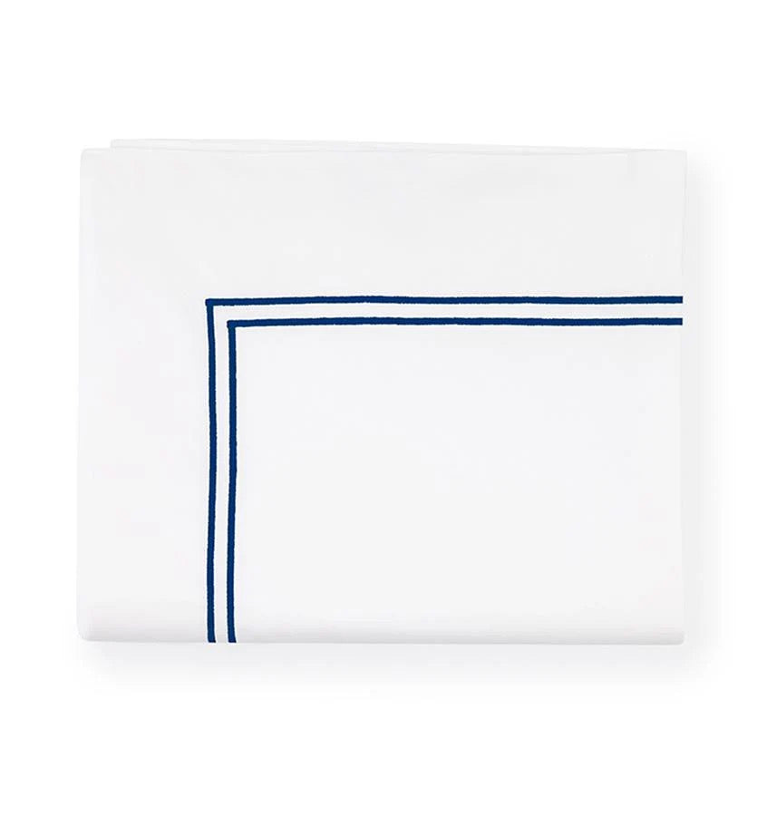 Grande Hotel - Full/Queen Flat Sheet 96x114 - White/Navy