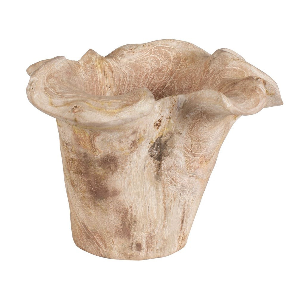 Teak Flow Outdoor Bowl, White Wash