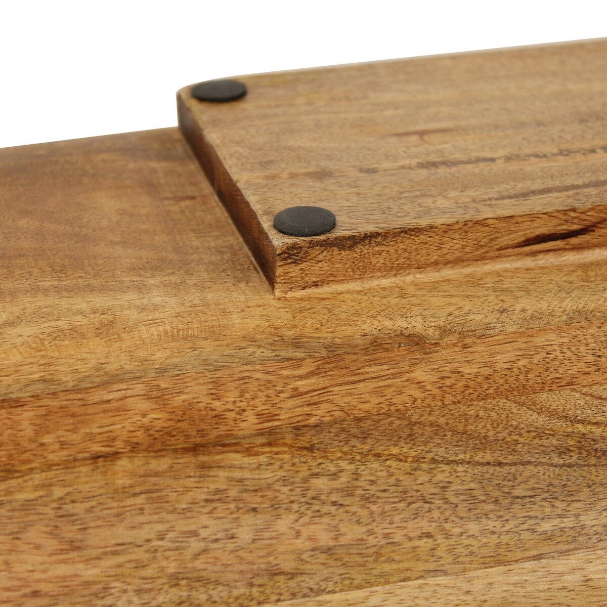 Enamel and Mangowood Rectangular Trays, 2 Piece Set Green/Natural